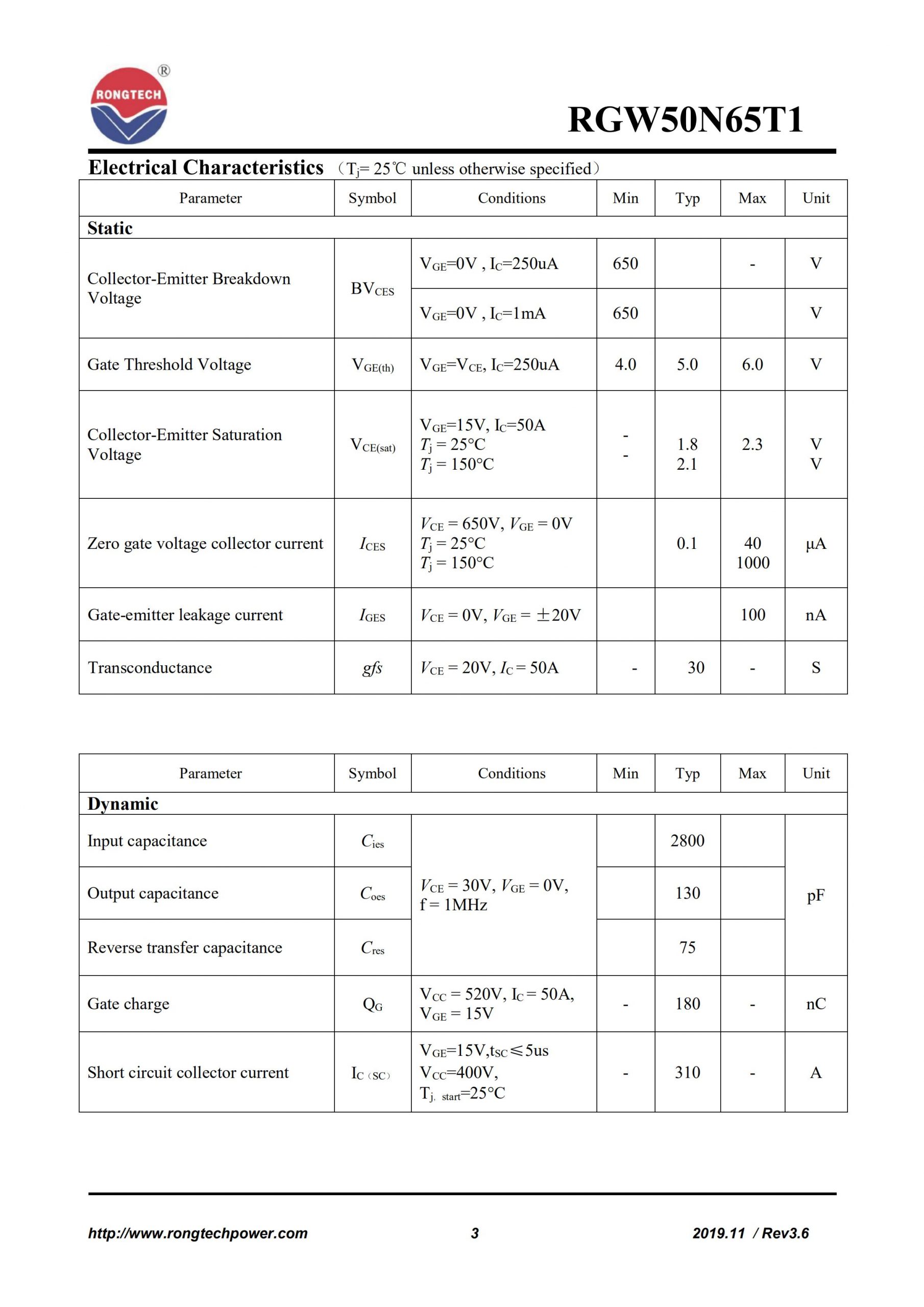 RGW50N65T1-rongtechsemi