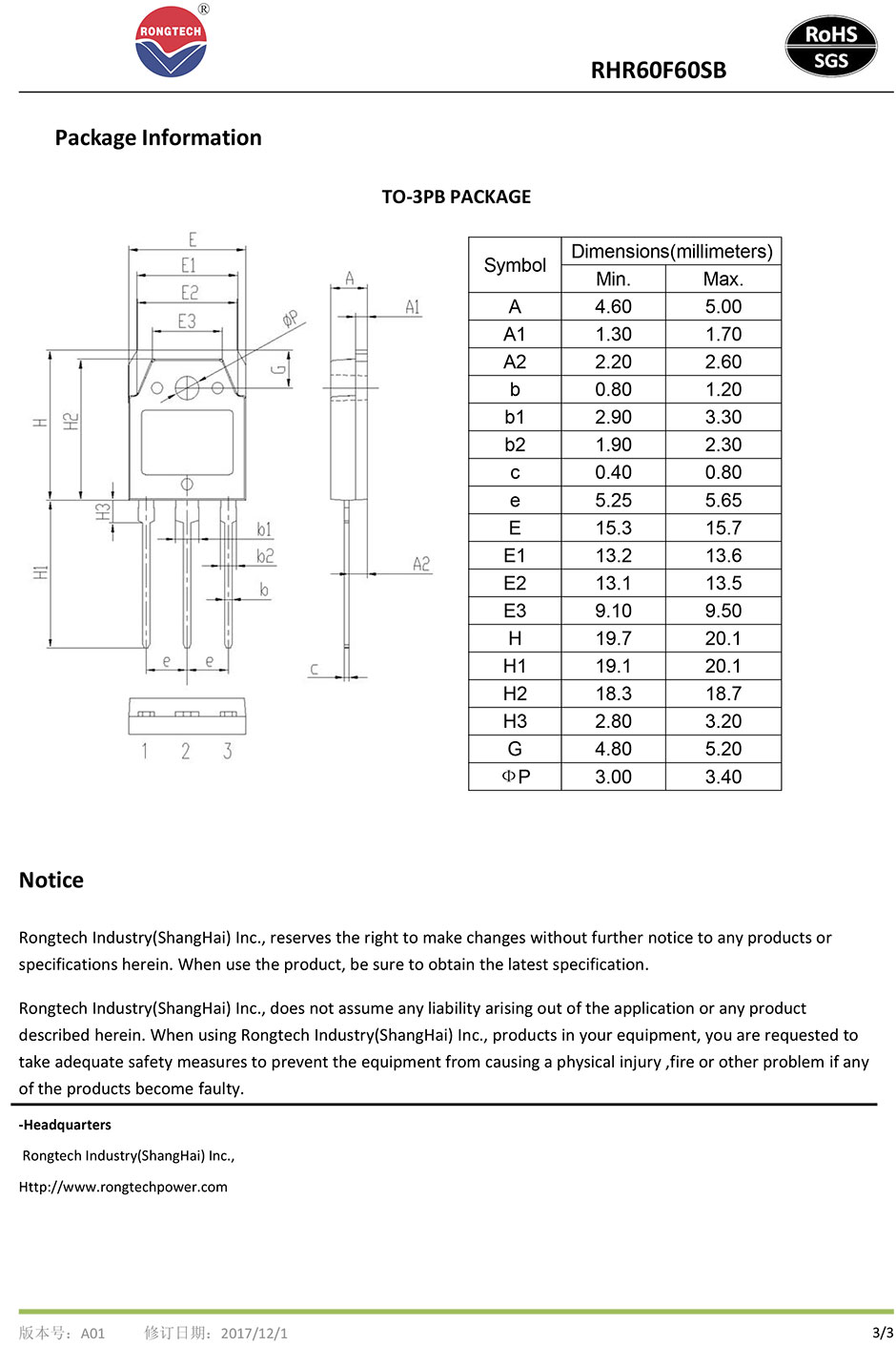 RHR60F60SB super-fast recovery FRD diode-rongtechsemi