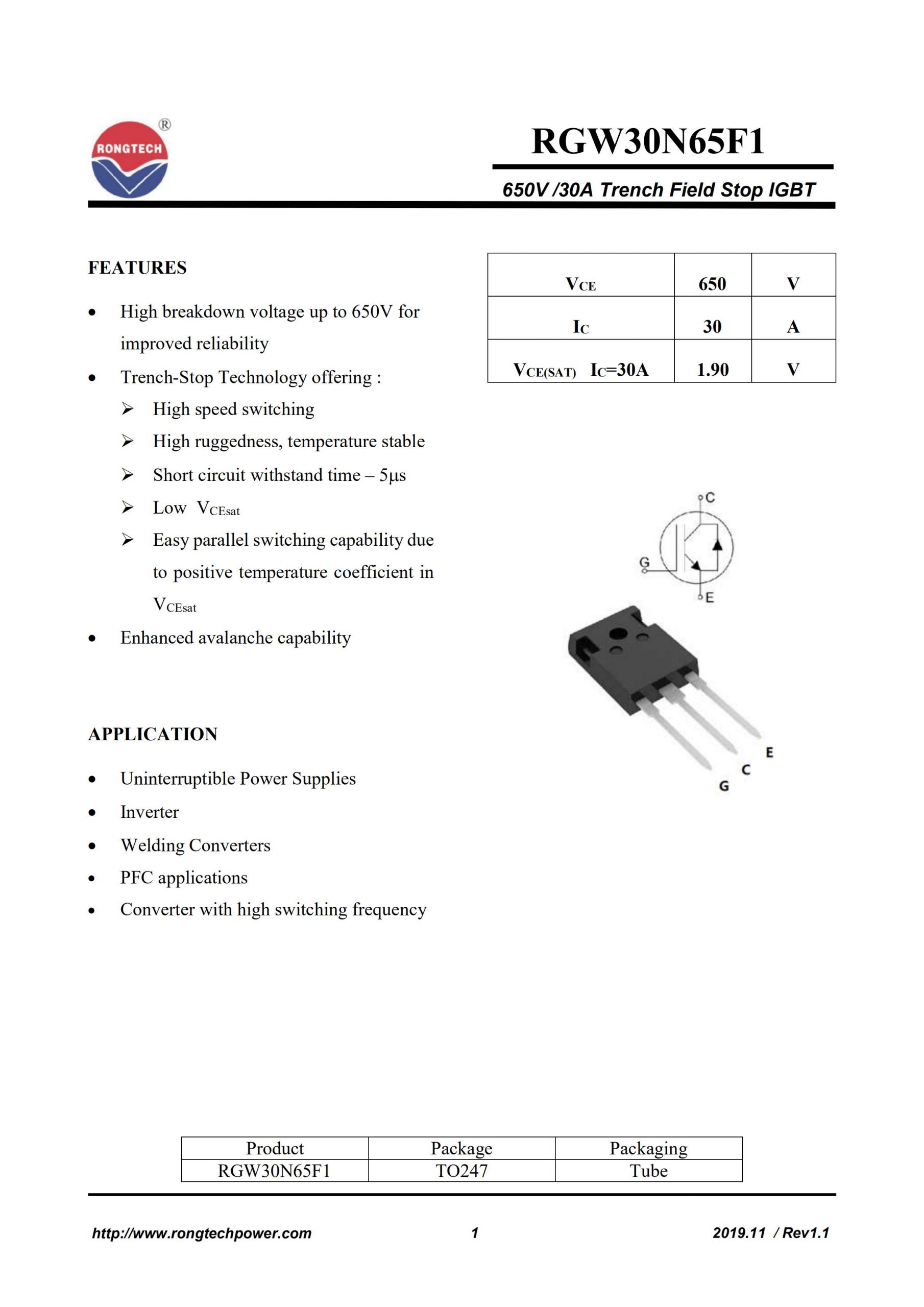RGW30N65F1-rongtechsemi