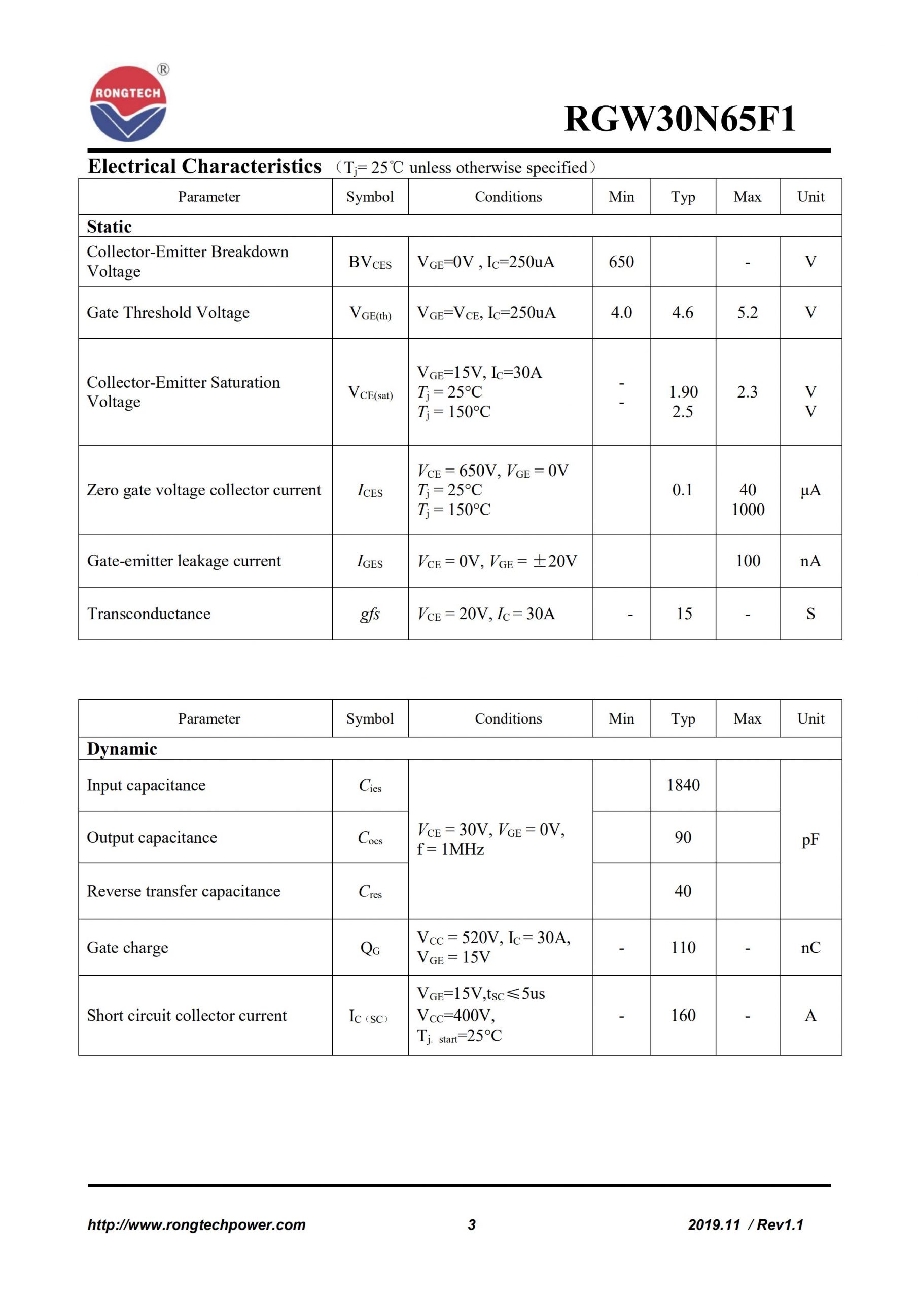 RGW30N65F1-rongtechsemi