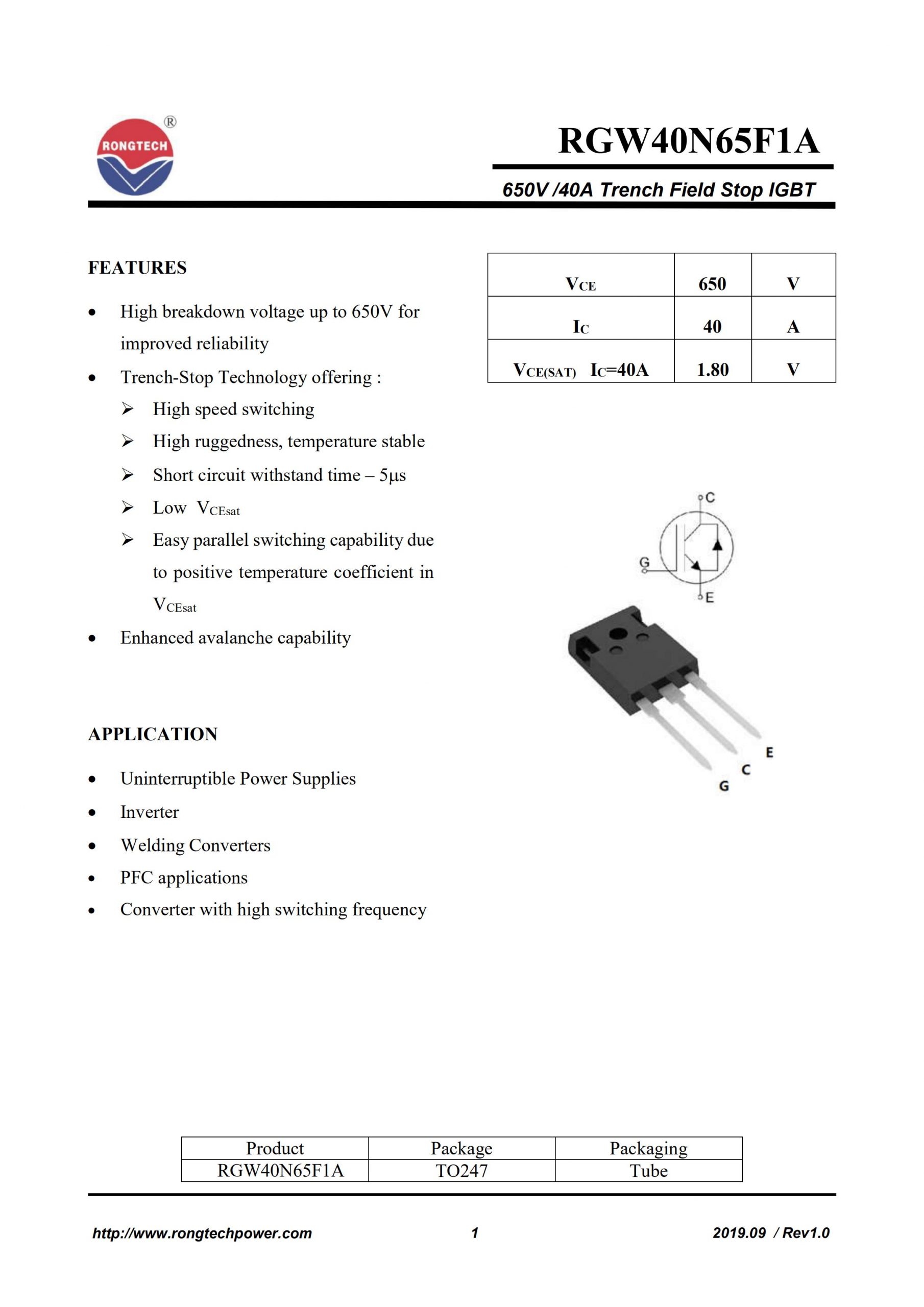 RGW50N65F1A-rongtechsemi