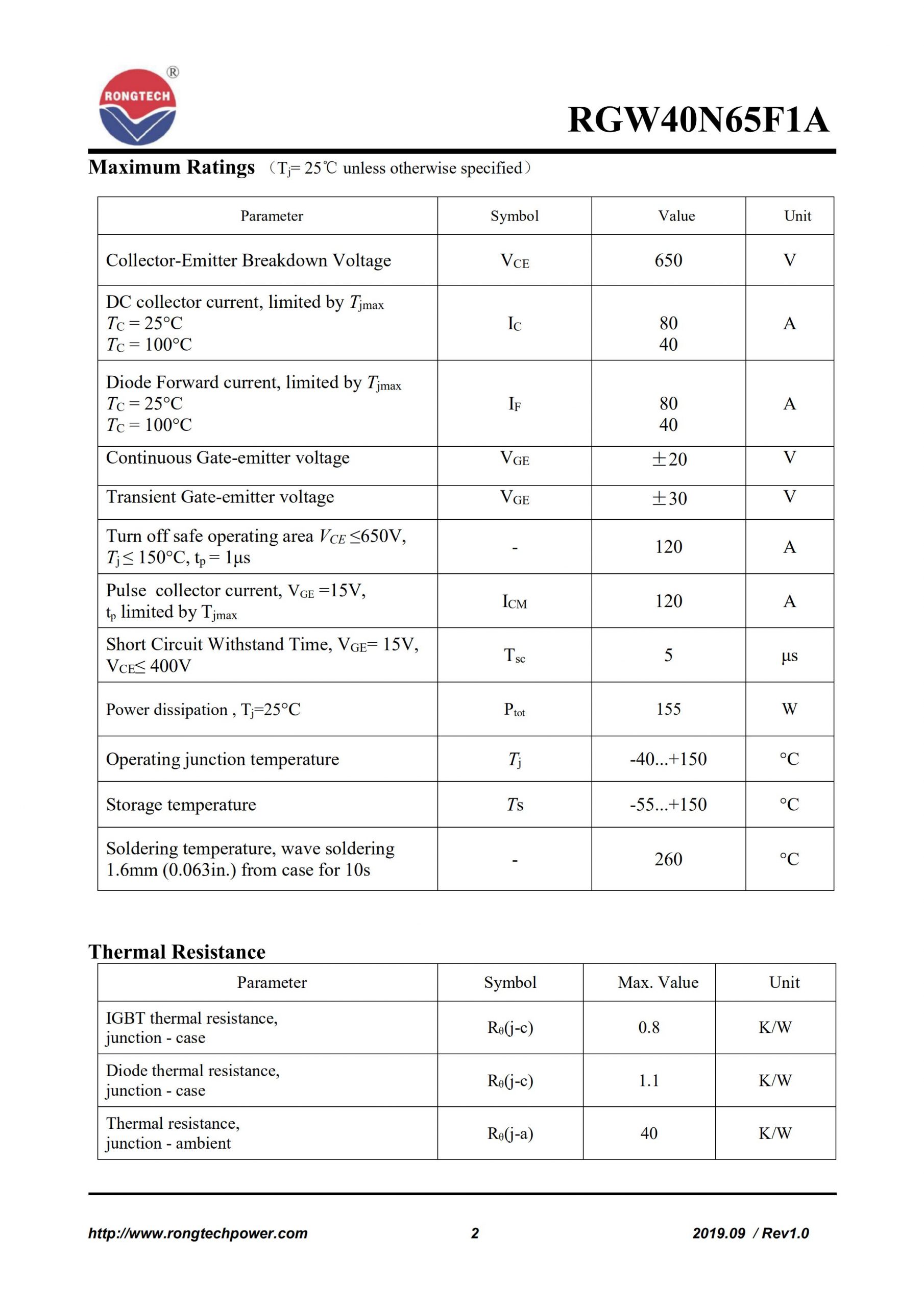 RGW40N65F1A-rongtechsemi