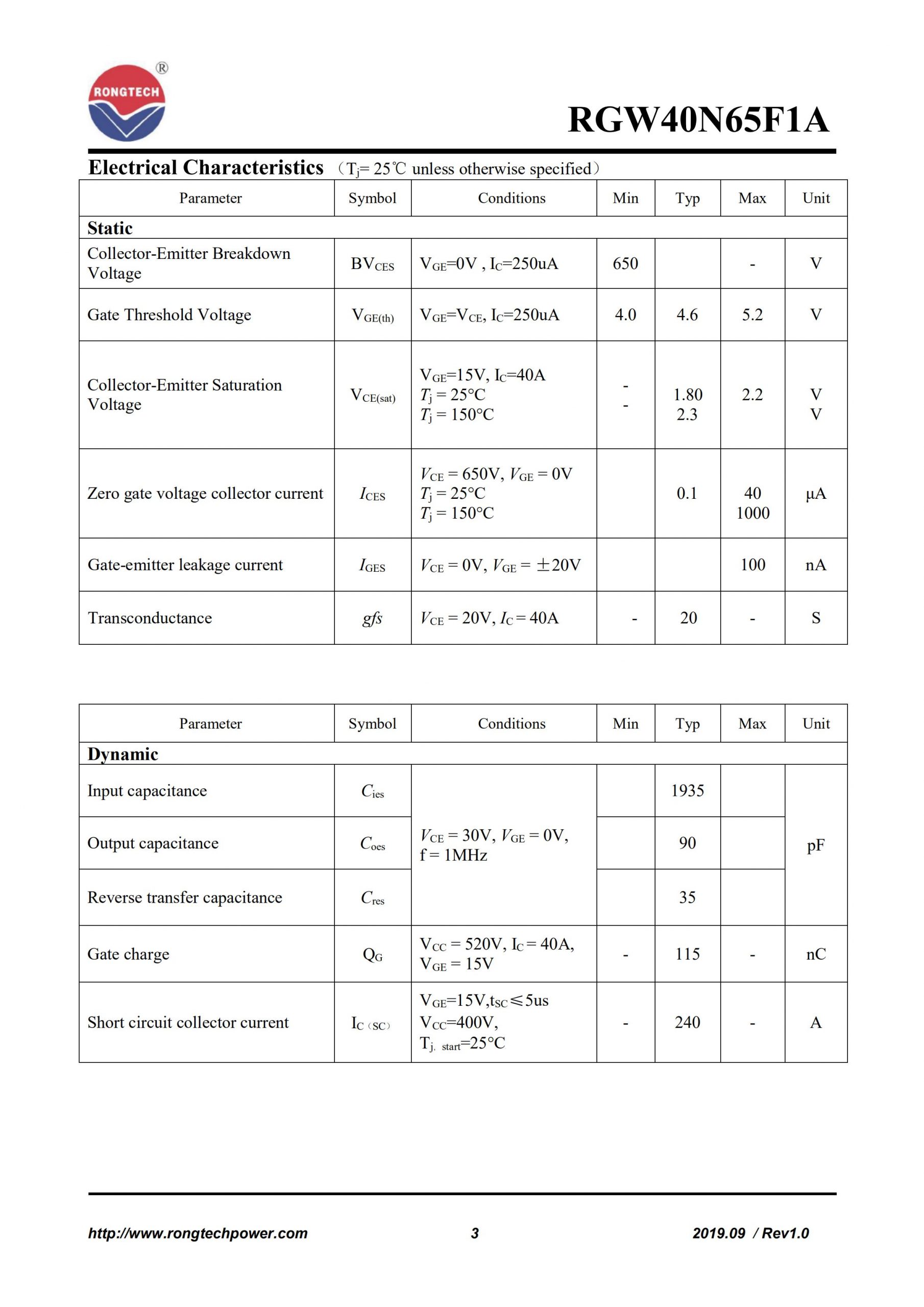 RGW40N65F1A-rongtechsemi