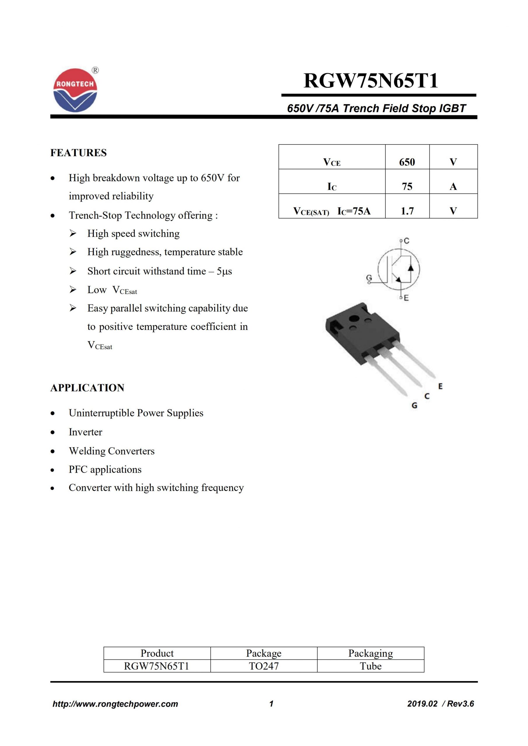 RGW75N65T1-rongtechsemi