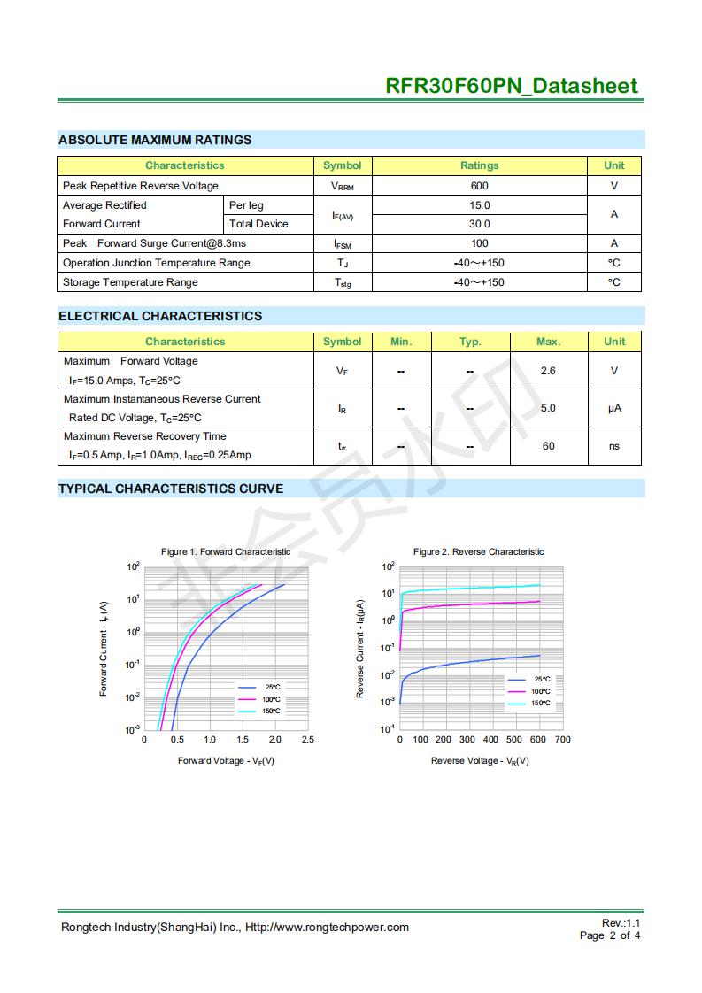 RFR30F60PN super-fast recovery FRD diode-rongtechsemi