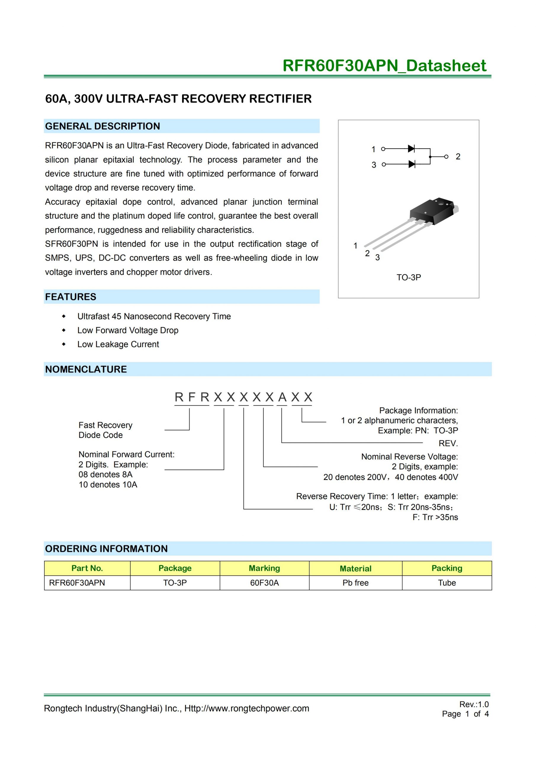 RFR60F30APN super-fast recovery FRD diodes-rongtechsemi