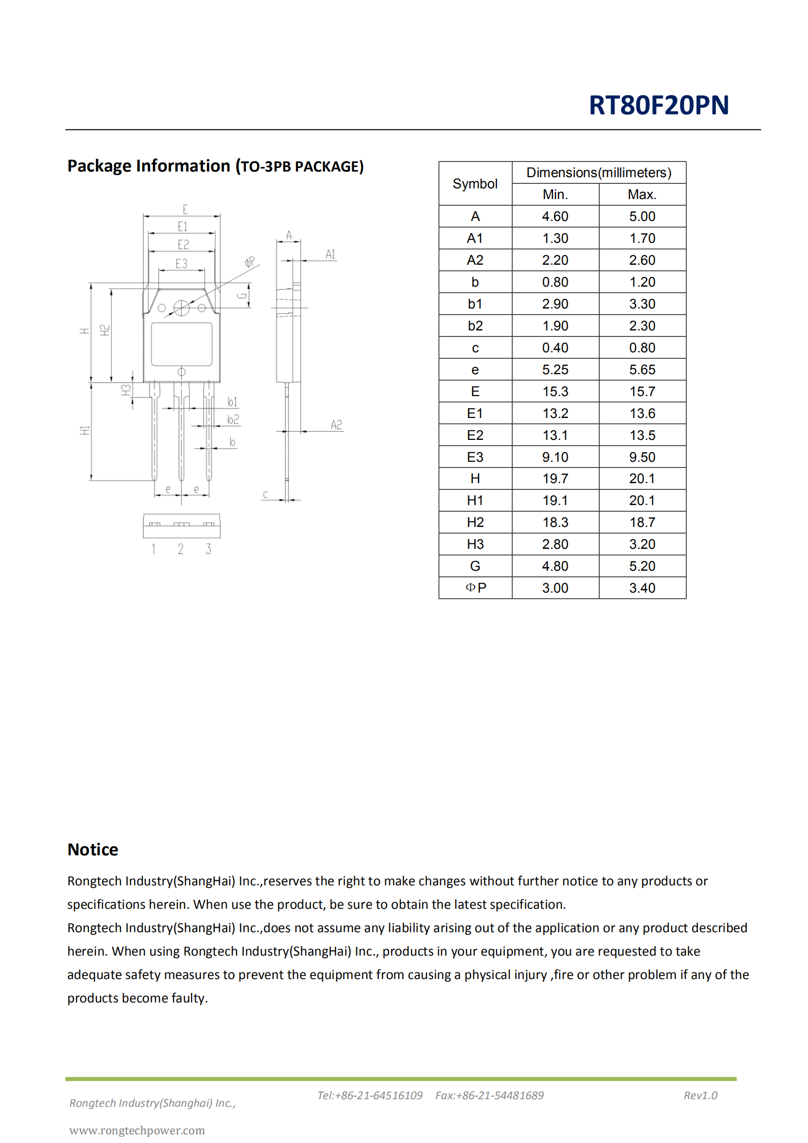 RT80F20PN Ultrafast Soft Recovery FRD diode-rongtechsemi