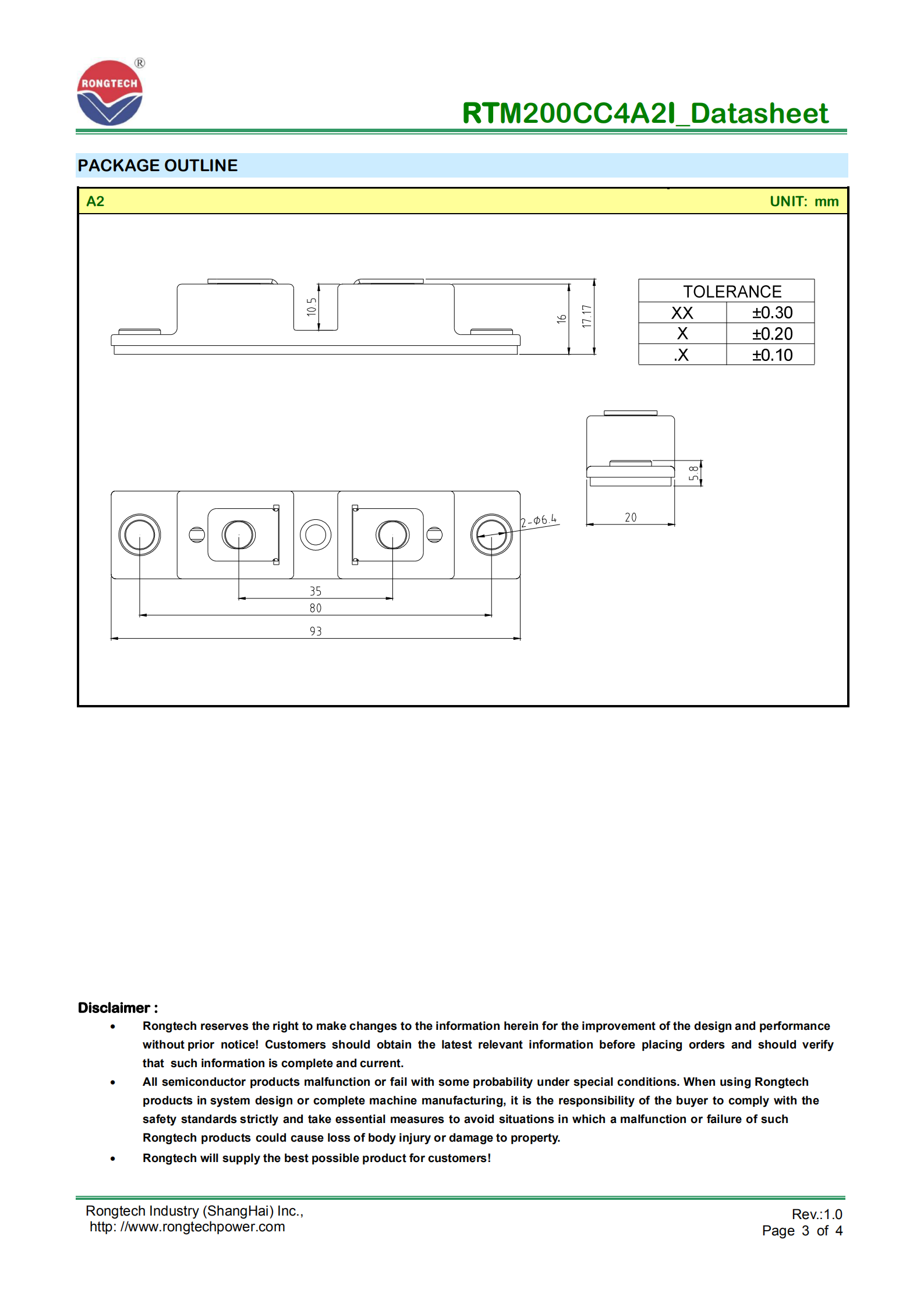 RTM200CC4A2I Ultra-Fast Recovery FRD diode Module-rongtechsemi