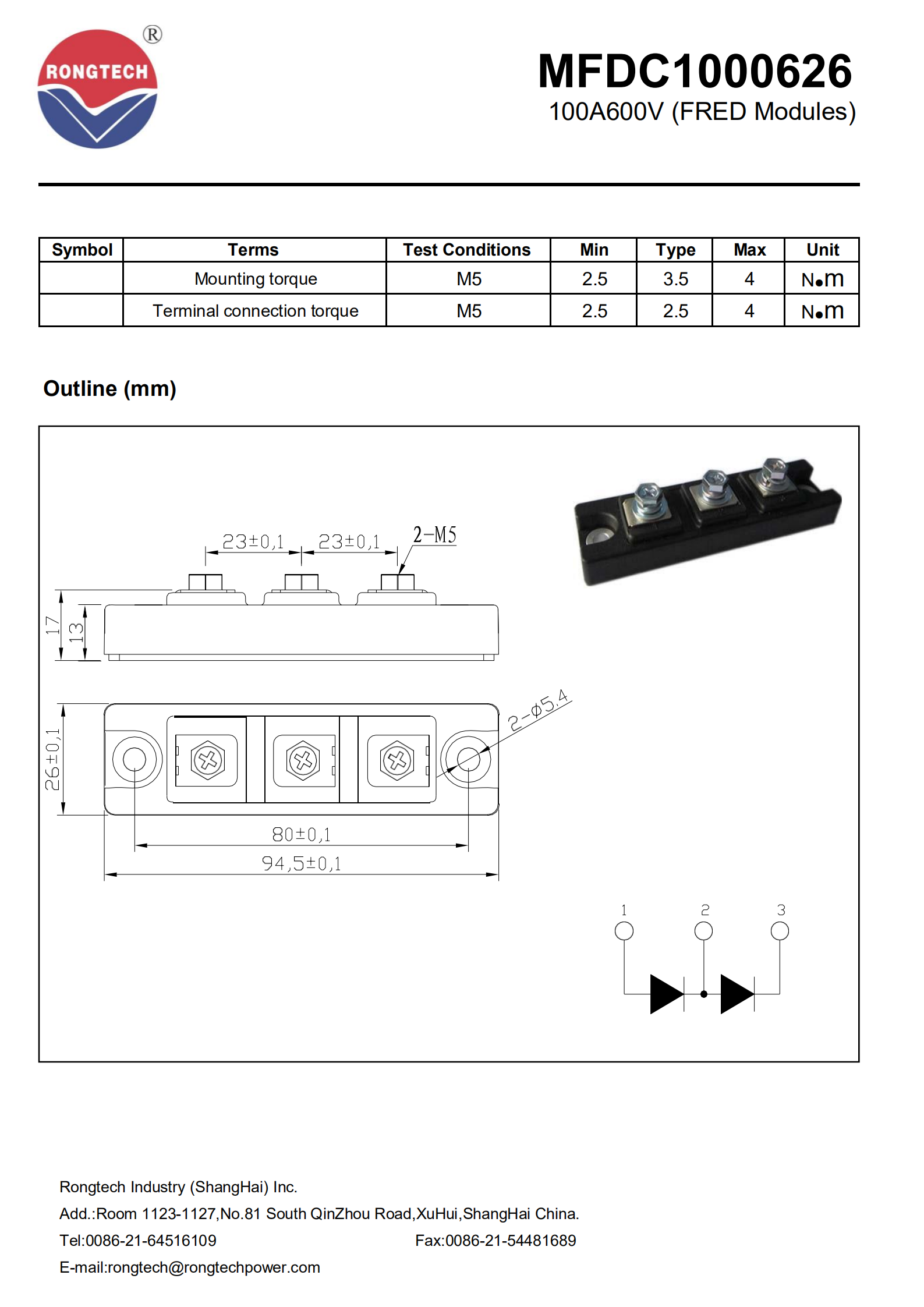 MFDC1000626 Ultra-Fast Recovery FRD diode Module-rongtechsemi