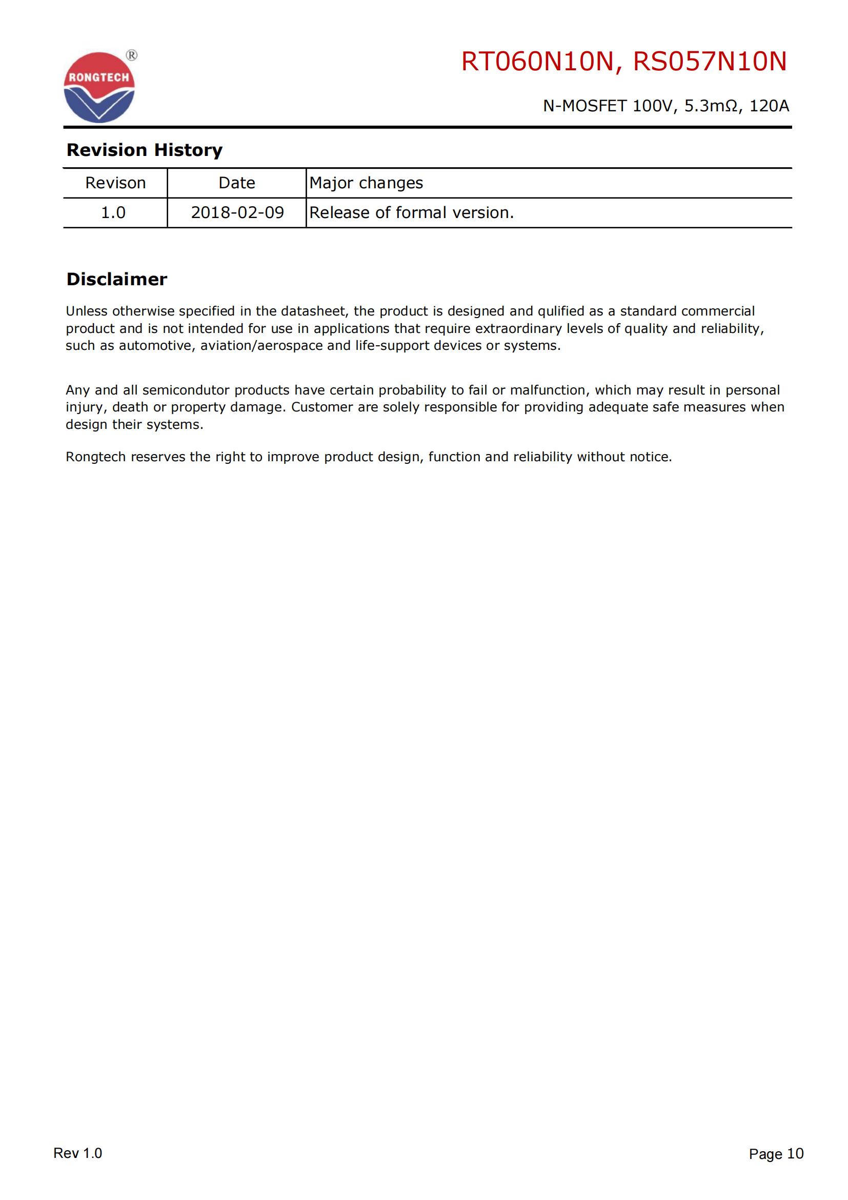 RT060N10N、RS057N10N-rongtechsemi