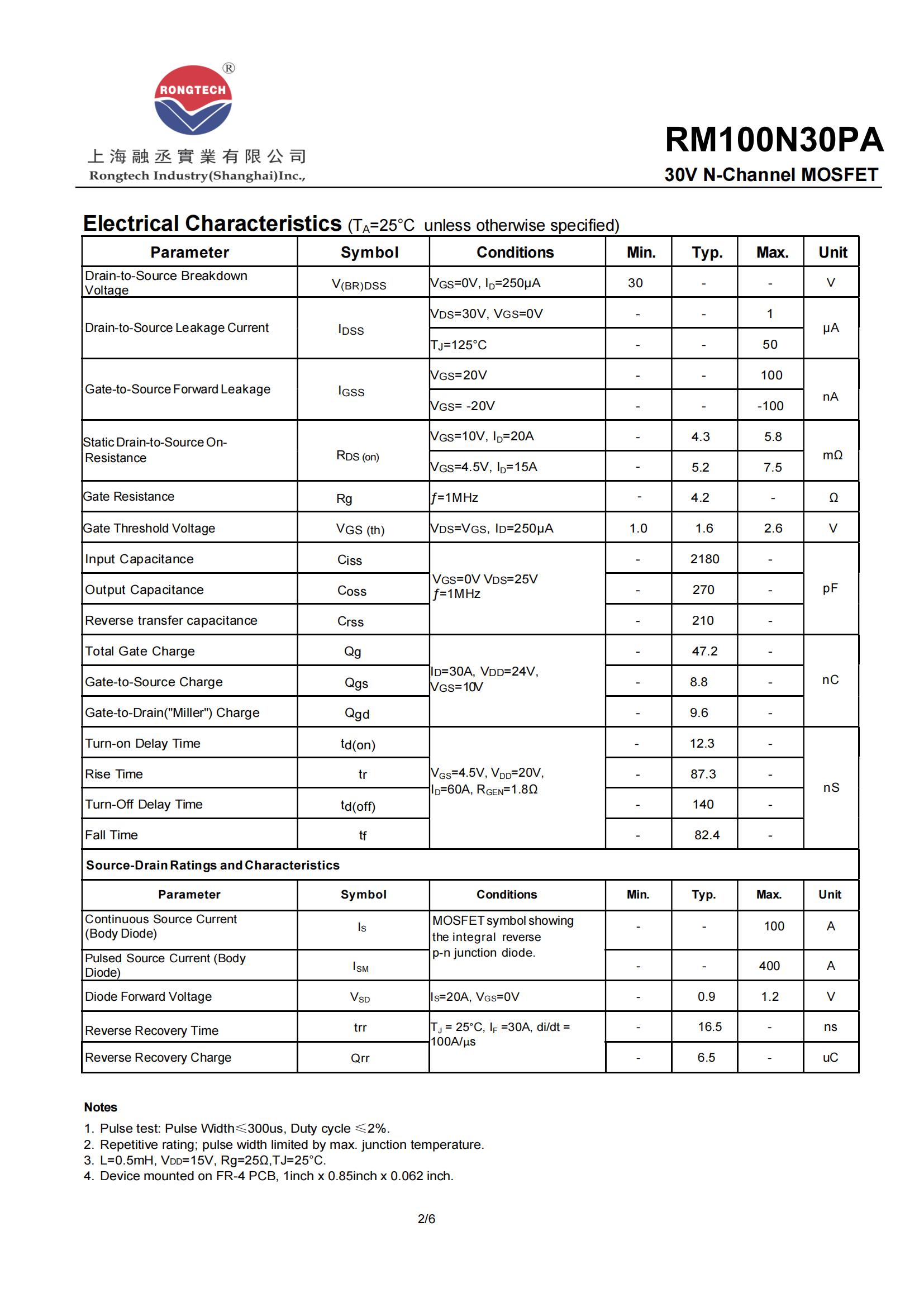 RM100N30PA-rongtechsemi