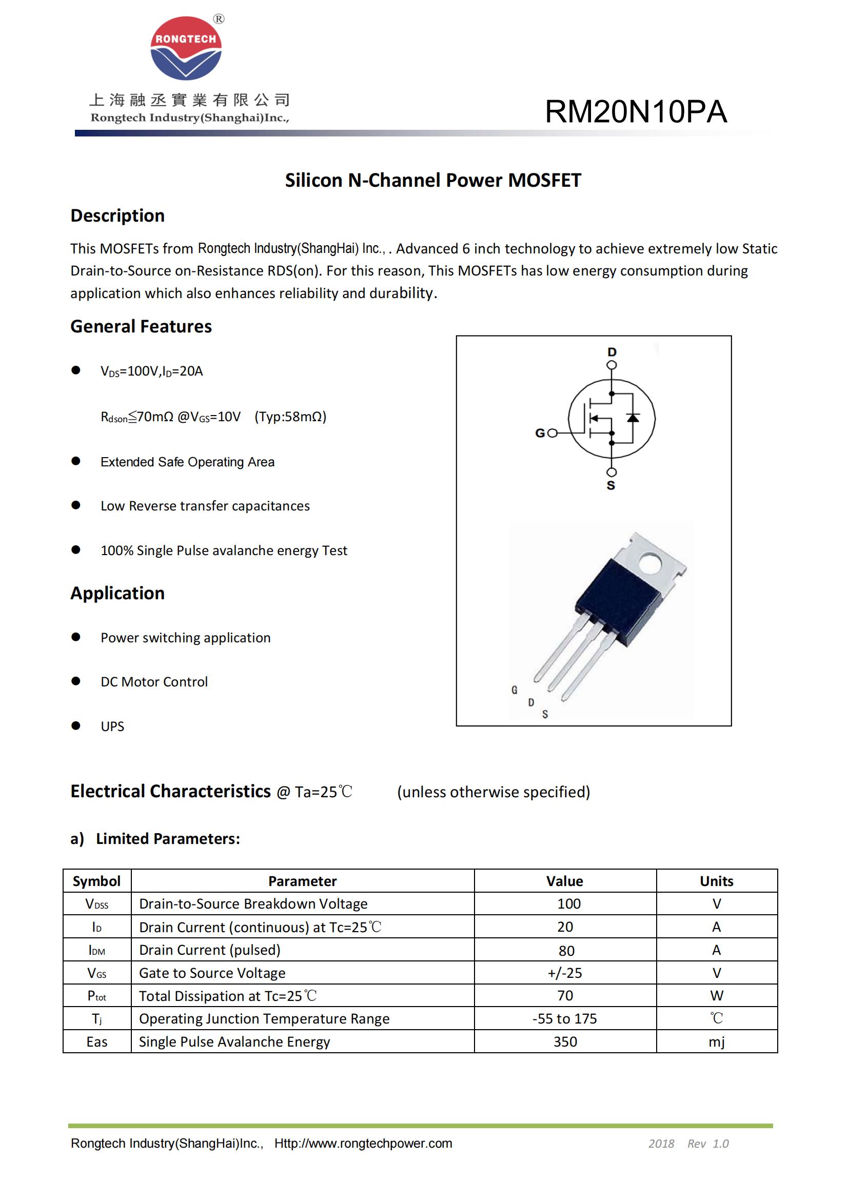 RM20N10PA-rongtechsemi