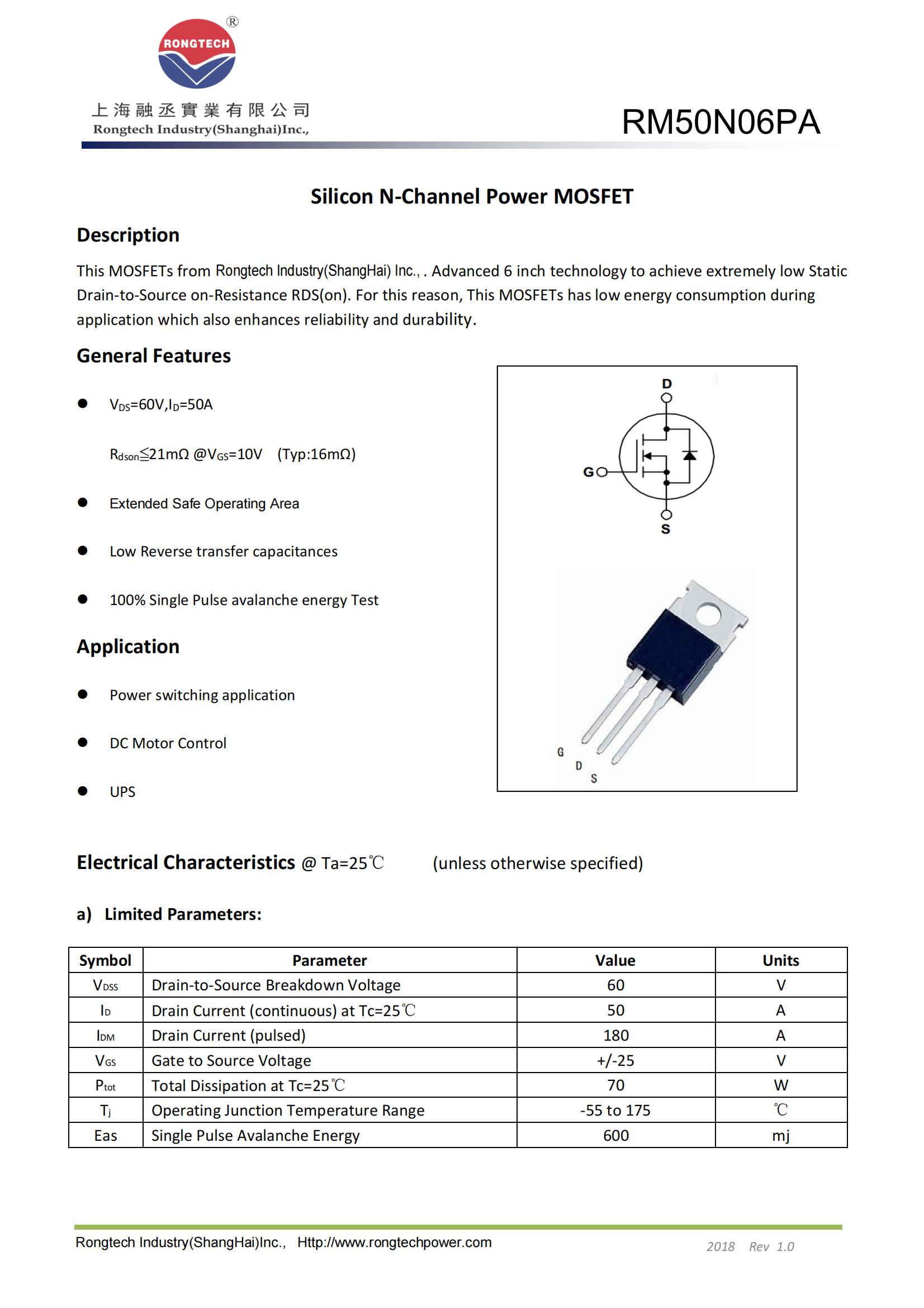 RM50N06PA-rongtechsemi