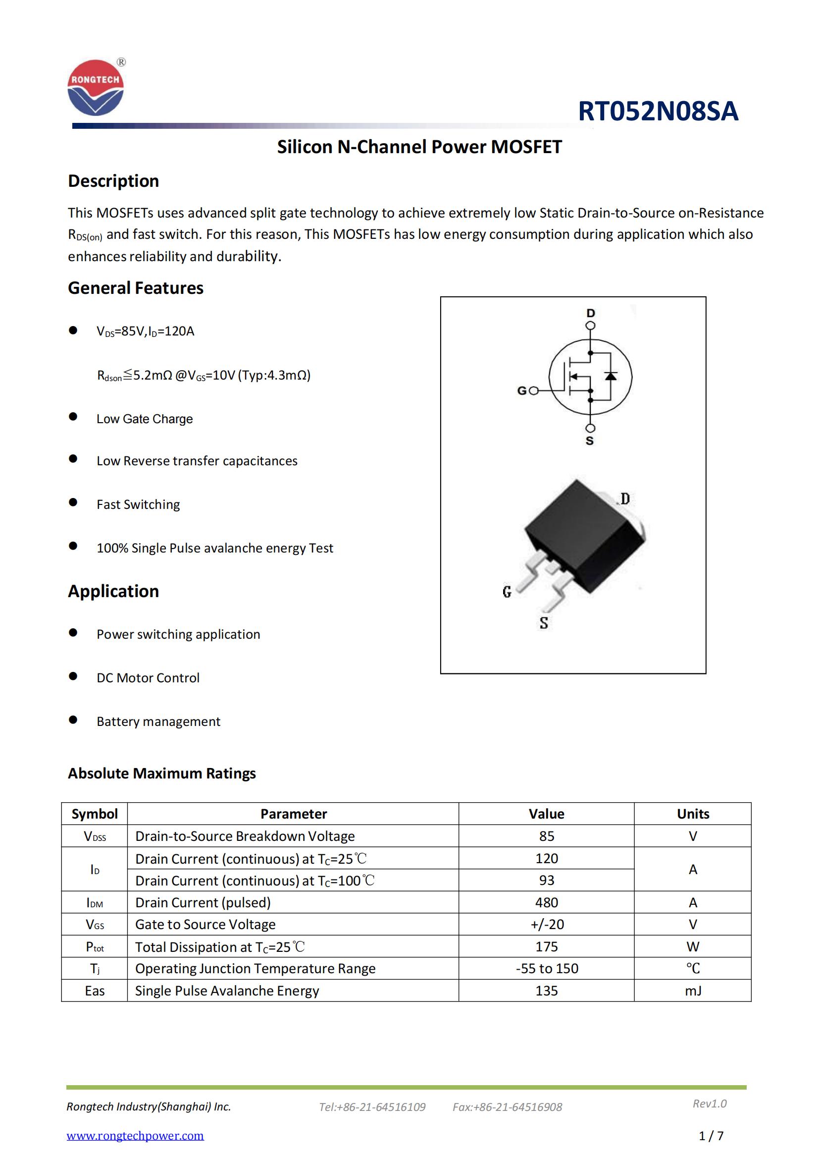 RT052N08SA-rongtechsemi