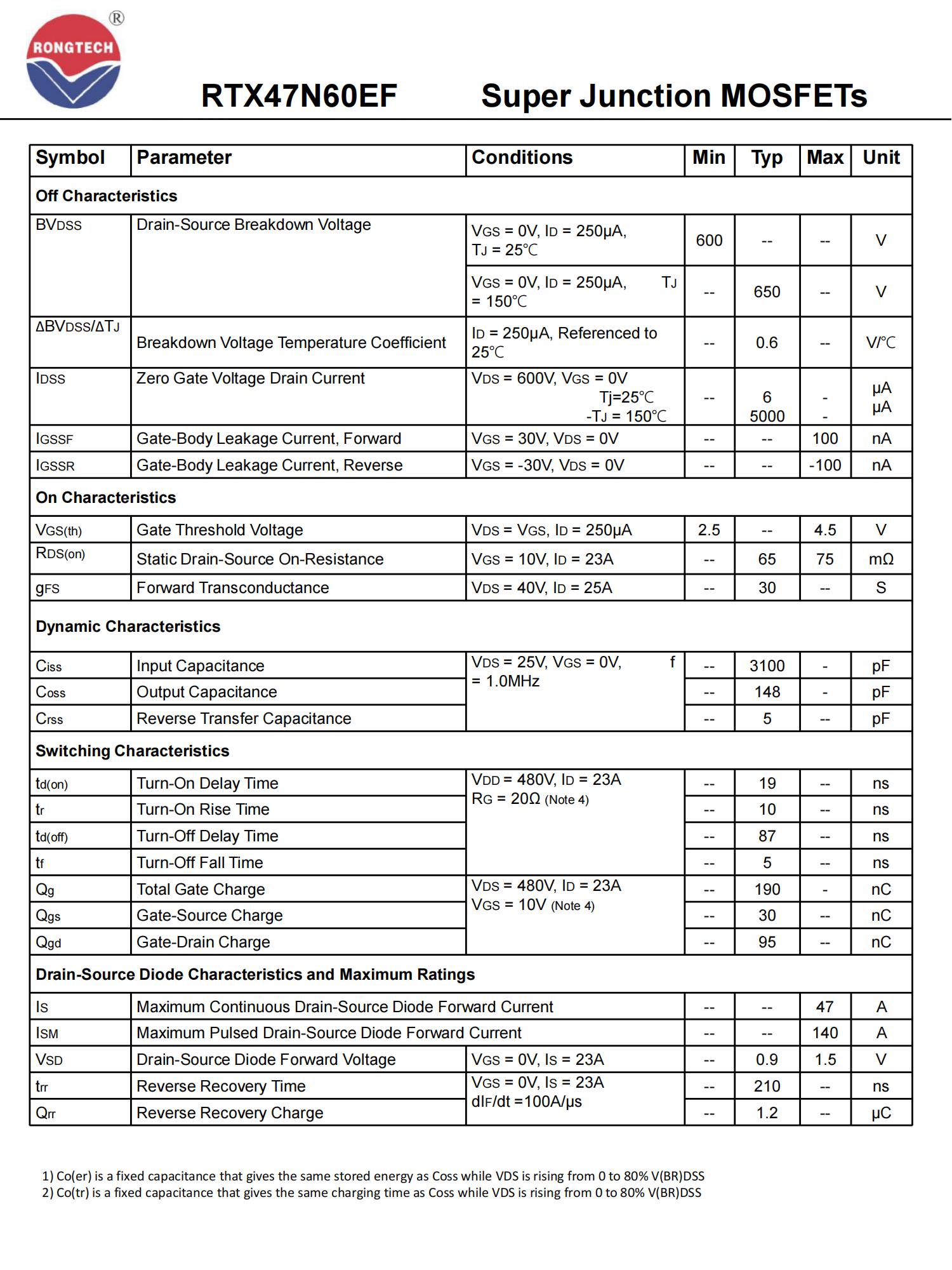 RTX47N60EF-rongtechsemi